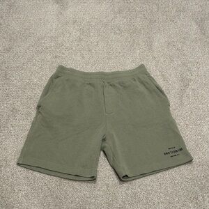 Helmut Lang Olive Green Athletic Ribbed Terry Shorts